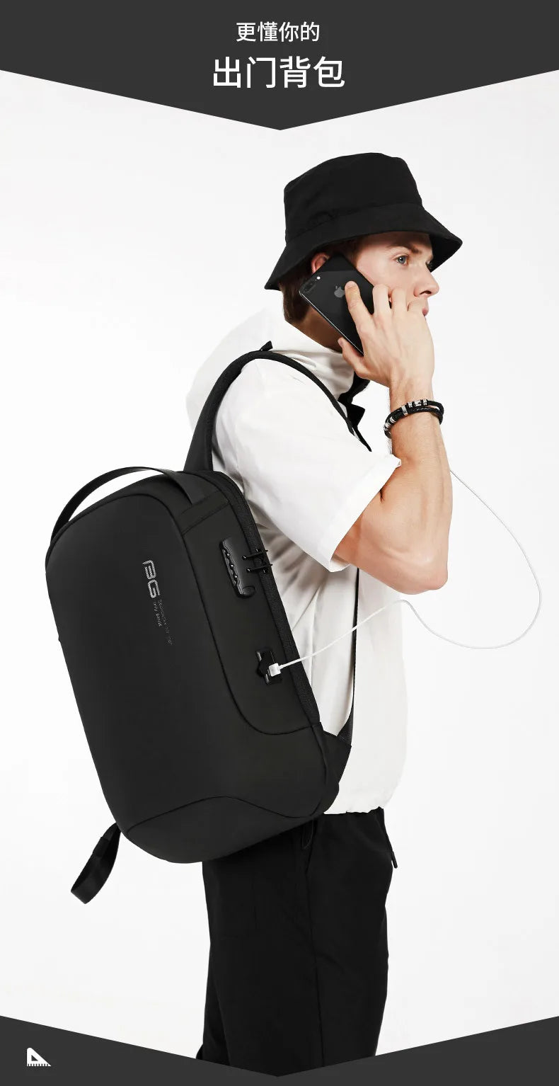 BANGE Backpack Men Luxury Anti-theft Waterproof School Laptop Backpacks USB Charging Travel Bag Aesthetic Backpack Design