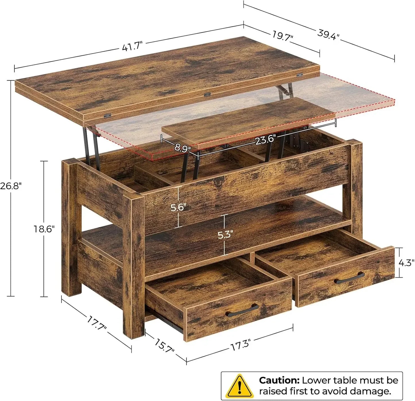 Coffee Table Lift Top, Multi-Function Convertible Coffee Table,Coffee Table Converts to Dining Table