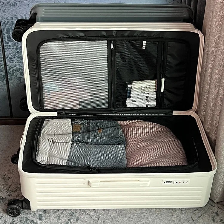 Travel Suitcase 20 inches Large Capacity Free Shipping Rolling Luggage Unisex White Travel Box on Wheels Shipping from US