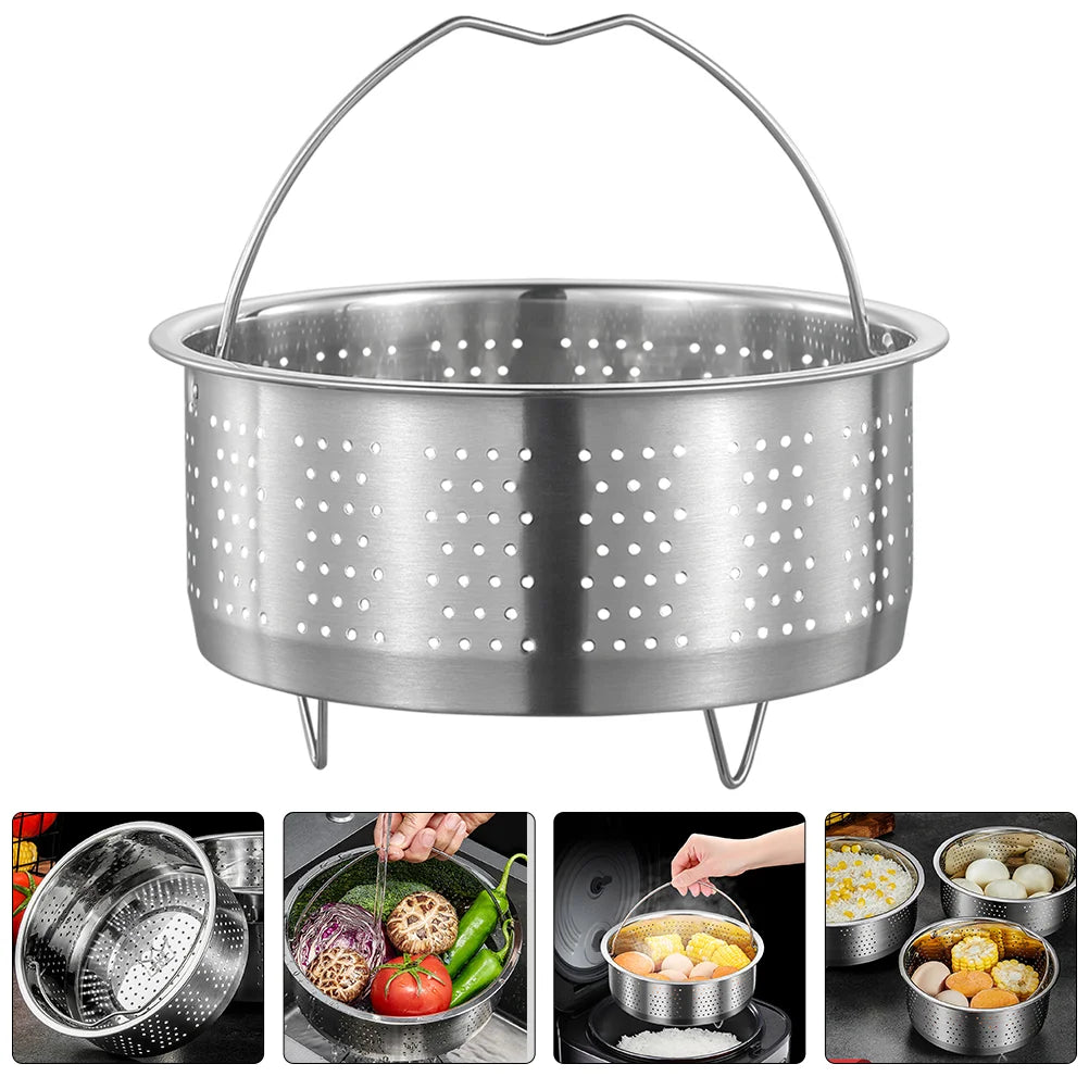 Stainless Steel Rice Steamer Pot Dumpling Round Basket for Seafood Rack Pressure Cooker