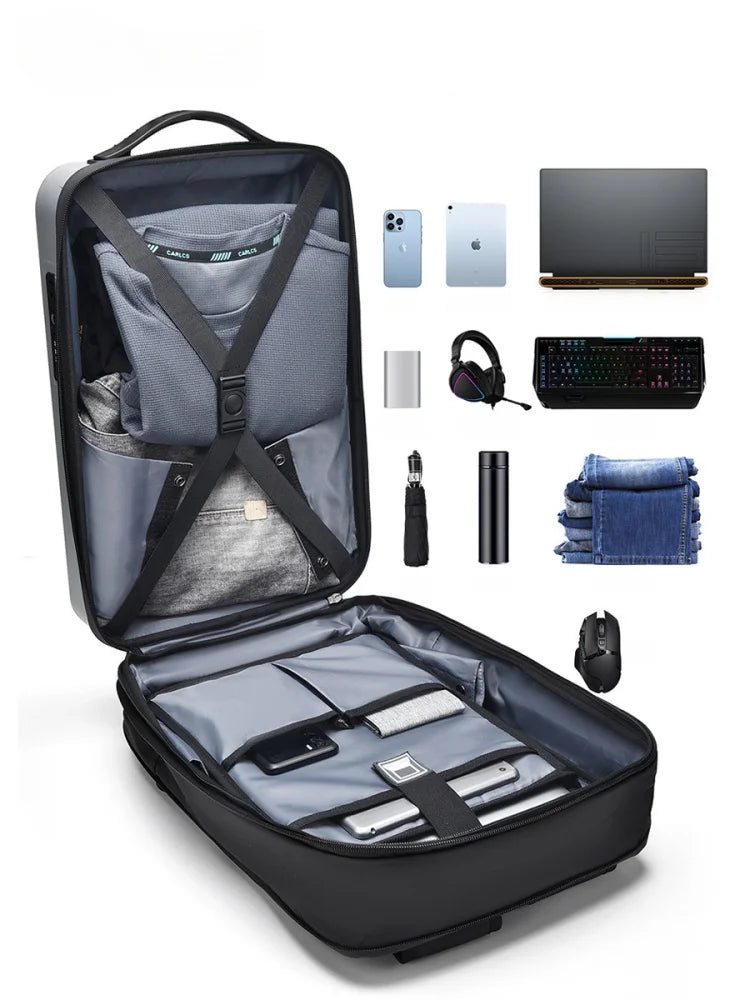 Men's 16 inch Laptop Backpack Expandable Travel Bag Waterproof Anti-theft Business Backpack USB Charging ABS Hard Shell Bag