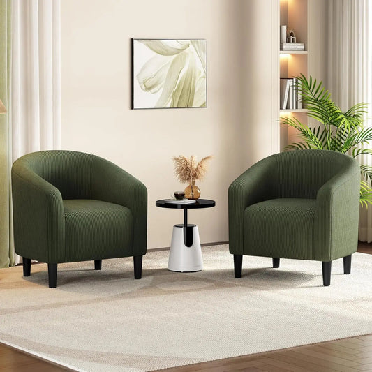 with Soft Padded Armrest, Fuzzy Club Chairs for Living Room Bedroom Waiting Room Office, Accent Chairs Set of 2, Dark Green