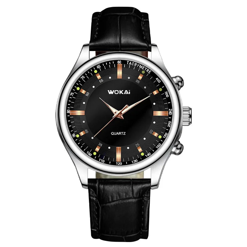 Fashion Business Watches Fake Three-Eye Roman Numerals Dial Clock Leather Strap Quartz Watch for Men Wristwatch Часы Мужские