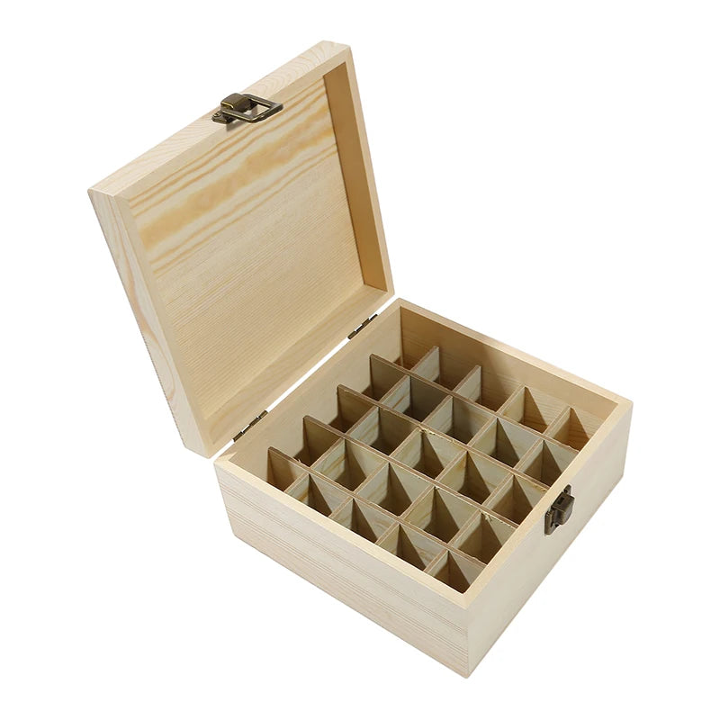Wooden Storage Box 12/25 Slots Carry Organizer Essential Oil Bottles Aromatherapy Container Storage Box Case