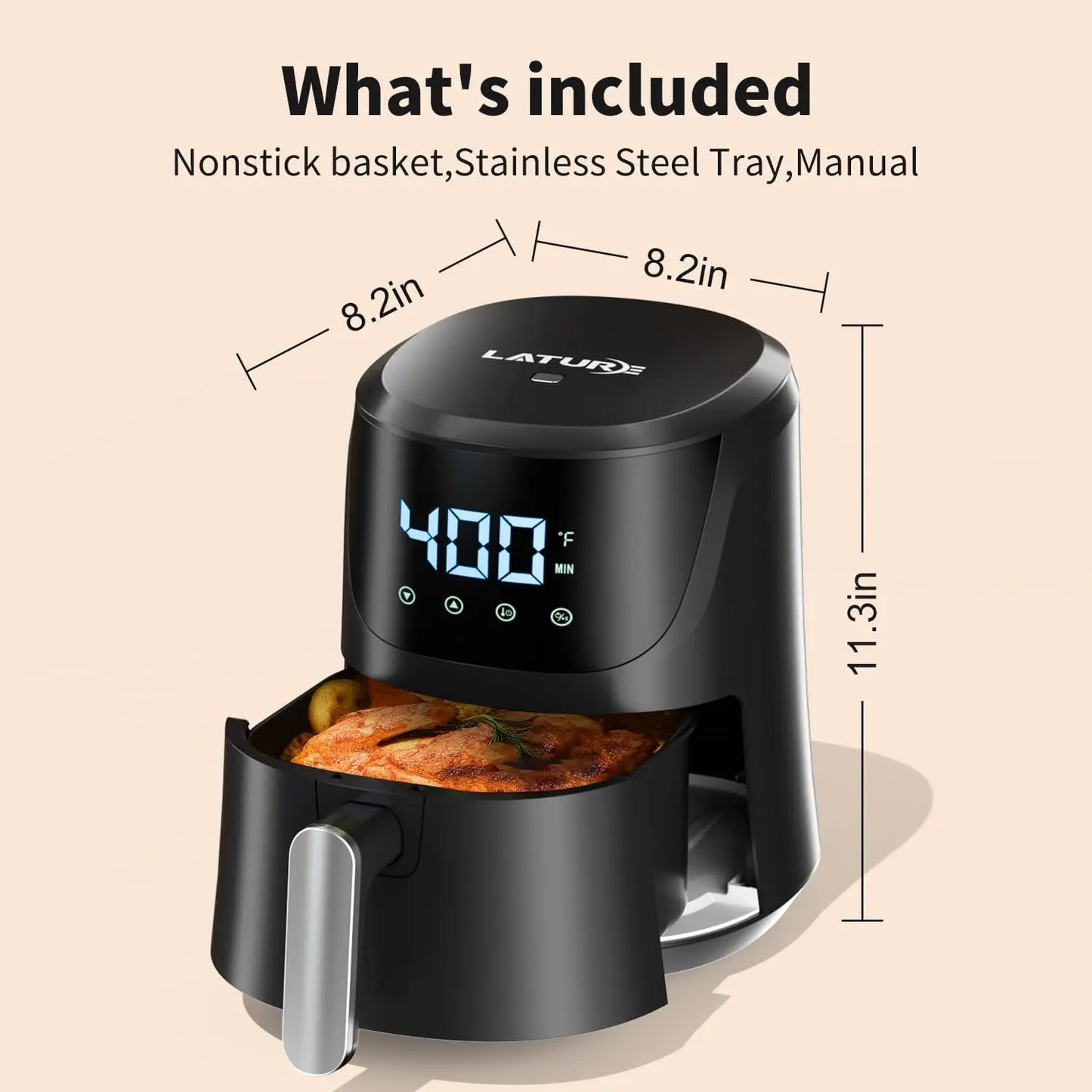 4.2 QT Air Fryer Oven Cooker with Temperature and Time Control Dishwasher Non-stick Basket LED Digital Touch Screen Stainless St