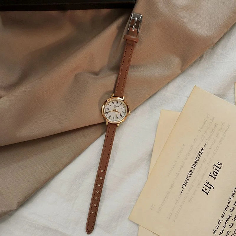 Women Temperament Roman Scale Quartz Watch New Lady Fashion Belt Wristwatch