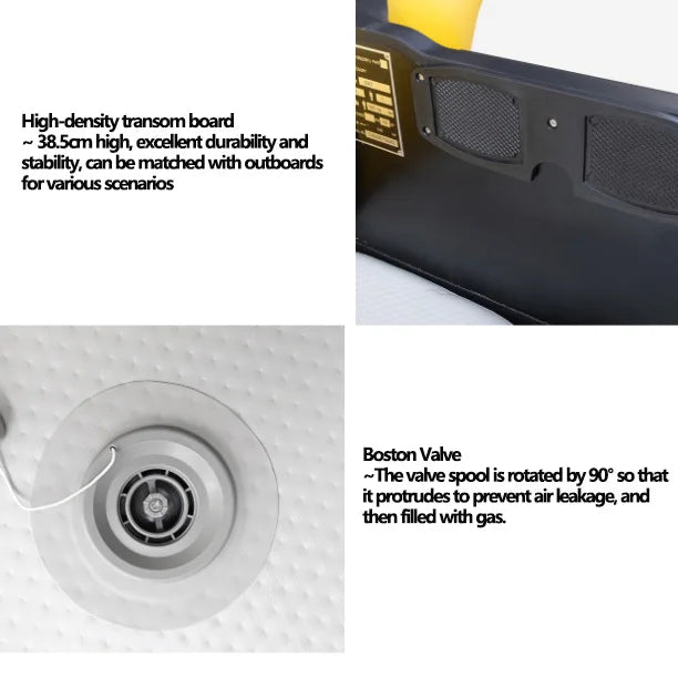 New 0.9mm Thickening Assault Boat with 3 Air Chamber Set 1-6 People Fishing Boat 360° Paddle Seat & Impact Resistant Wear Strips