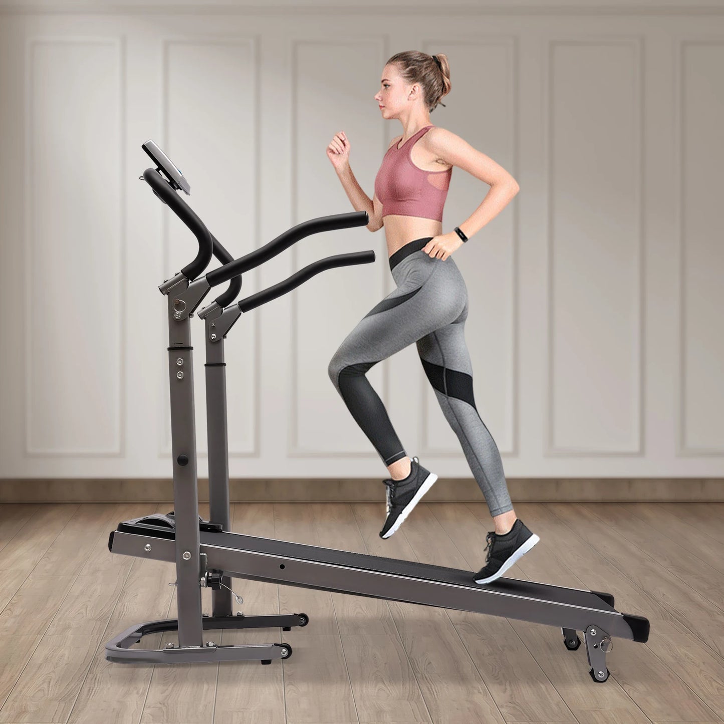 Folding Treadmill with Incline For Home With LED Monitor Running Jogging Walking Exercise Machine Home Gym Work Non-electric