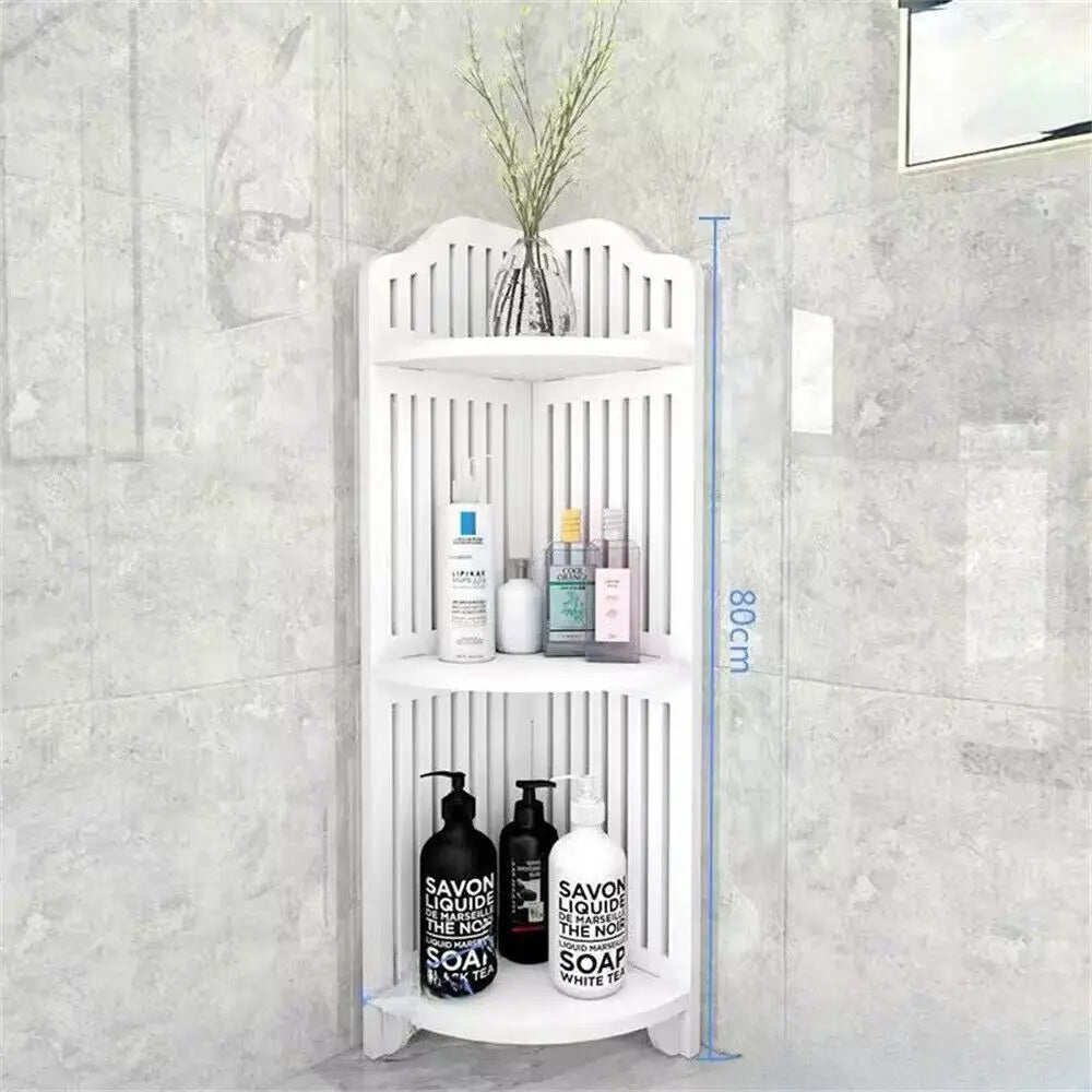 3 Tier Corner Bath Shelf Shower Caddy Storage Rack Unit Organiser Stand White US
