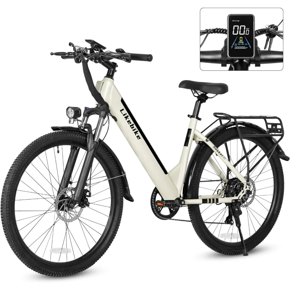 26" Electric Bike for Adults, UL 2849 Certified, Step Through Electric Bicycle 20MPH E-bikes with 7-Speed & Front Suspension