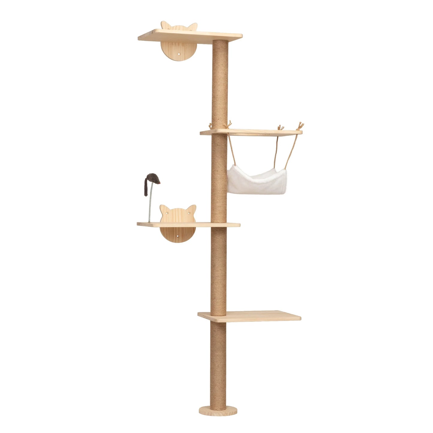 Wall-Mounted Cat Scratching Pad for Cat Indoor Wood Cat Tree with Hammock Cat Scratcher Perch