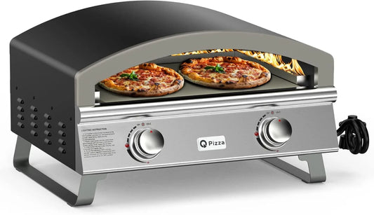 Outdoor Gas Pizza Oven Makes 2 Pizzas or Extra Large Pizza, 25" Large Capacity Maker, Versatile Grill Stove with 19"