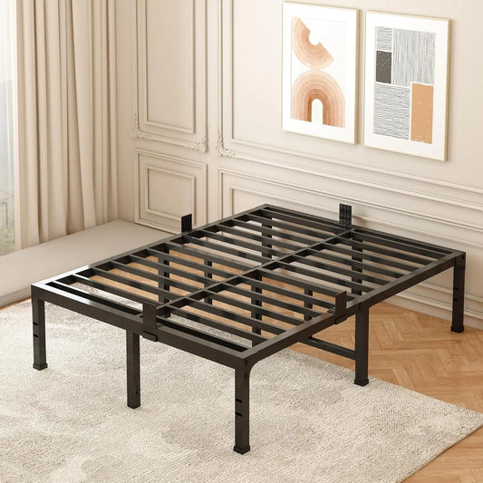 Fuiobyvv Queen Bed Frame 18 Inch Heavy Duty Metal Platform Bed Frame Queen Size Support Up To 3500 Lbs,No Box Spring Needed/No