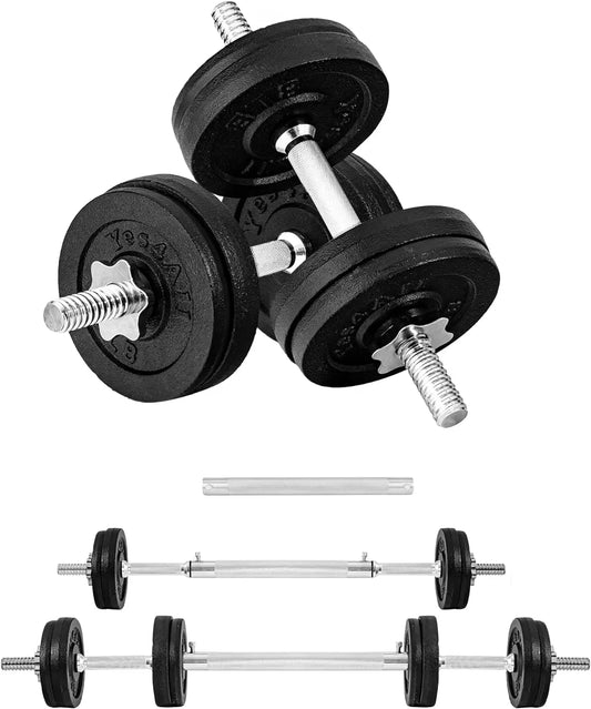 Adjustable Dumbbell Set with Weight Plates/Connector - Exercise & Workout Equipment - Size Options 40lbs to 200lbs