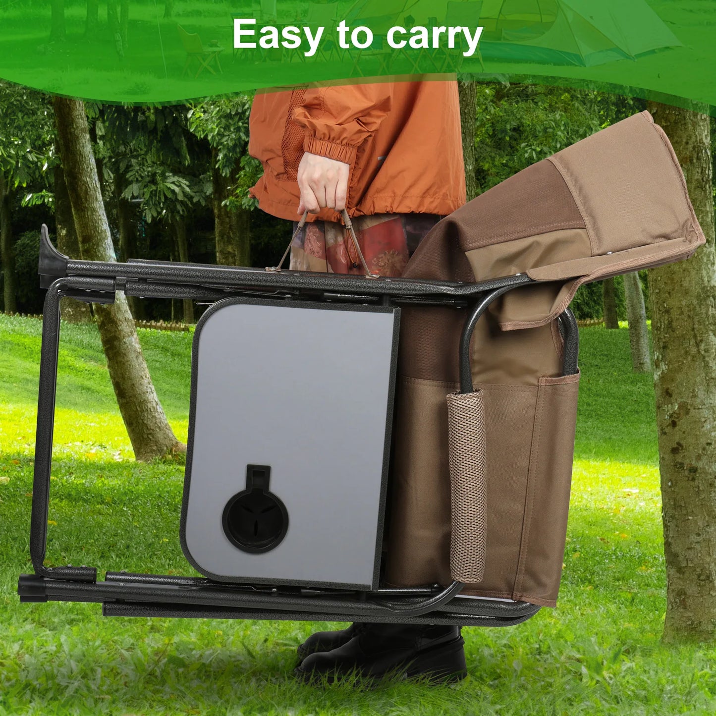 Fishing Chair, Folding Ice Camping Chair for Adults, Outdoor Folding Chair with Cooler Bag and Cup Holder, Director Chair