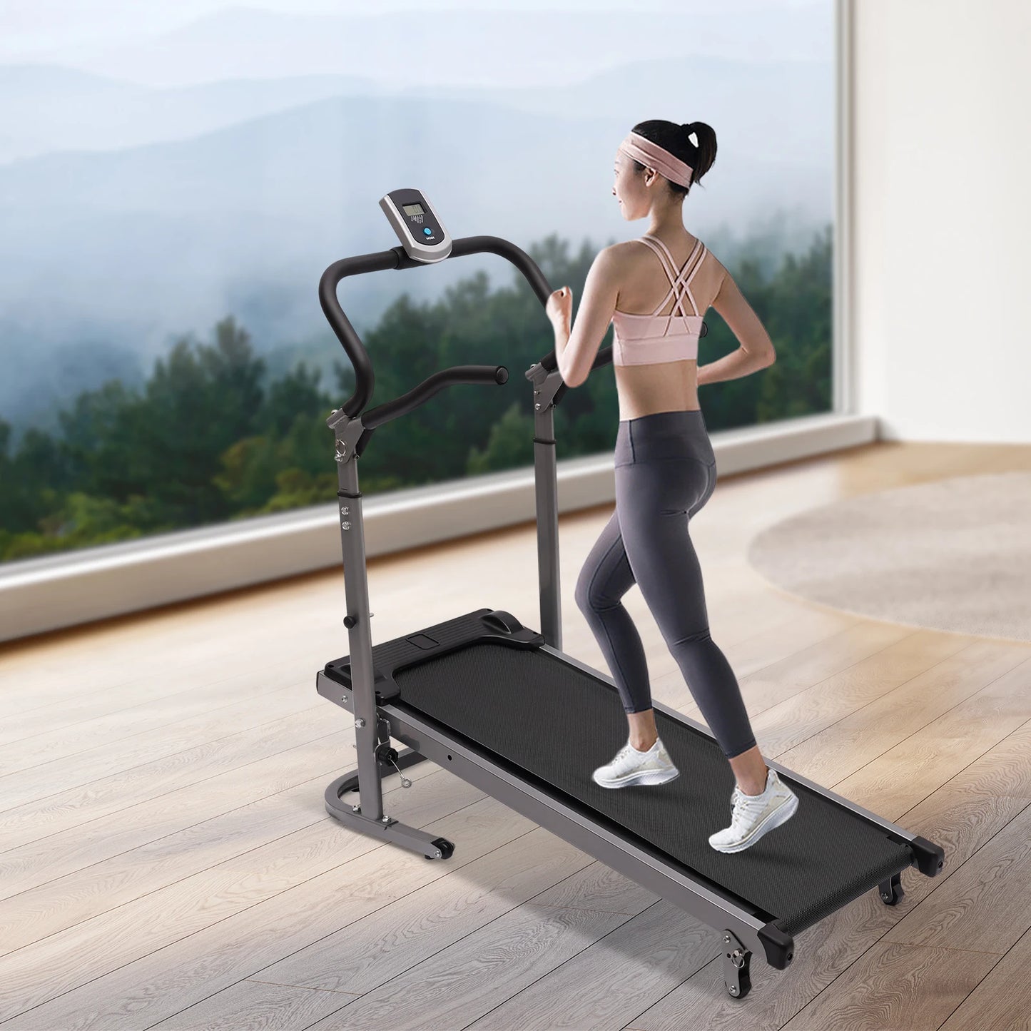 Folding Treadmill with Incline For Home With LED Monitor Running Jogging Walking Exercise Machine Home Gym Work Non-electric
