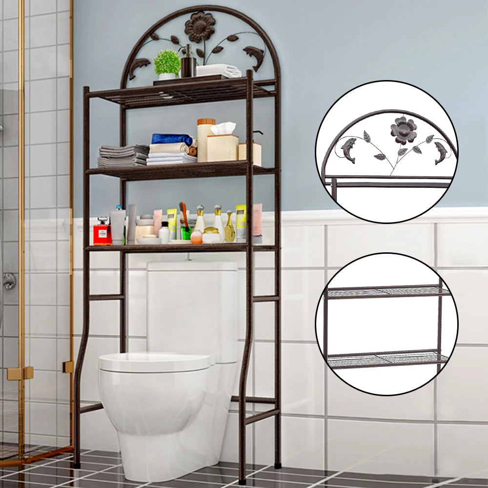 Toilet Storage Rack Metal Over-The-Toilet Storage Shelf Freestanding Storage Rack Space Saving for Bathroom