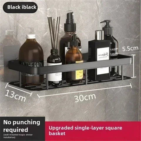 Plastic Bathroom Rack Cosmetics Shampoo Shower Gel Storage Rack Punch-free Black Shelf Bathroom Accessories Triangle Wall Racks
