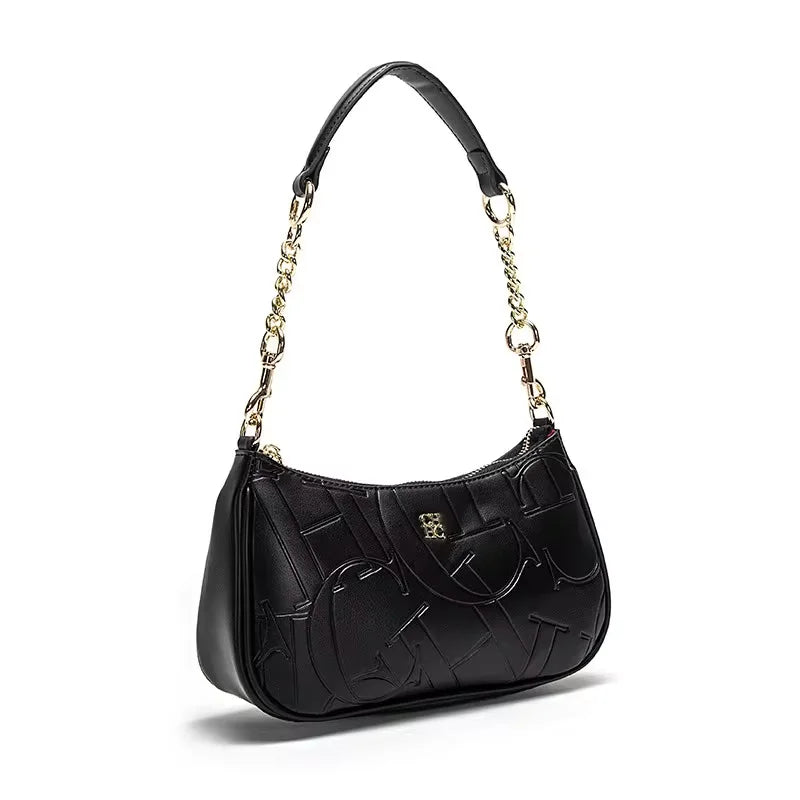 CH Luxury Brand Fashion Large Capacity Bent Moon Bag Women's Handbag Fashion Partition Durable Simple Shoulder Crossbody Bag