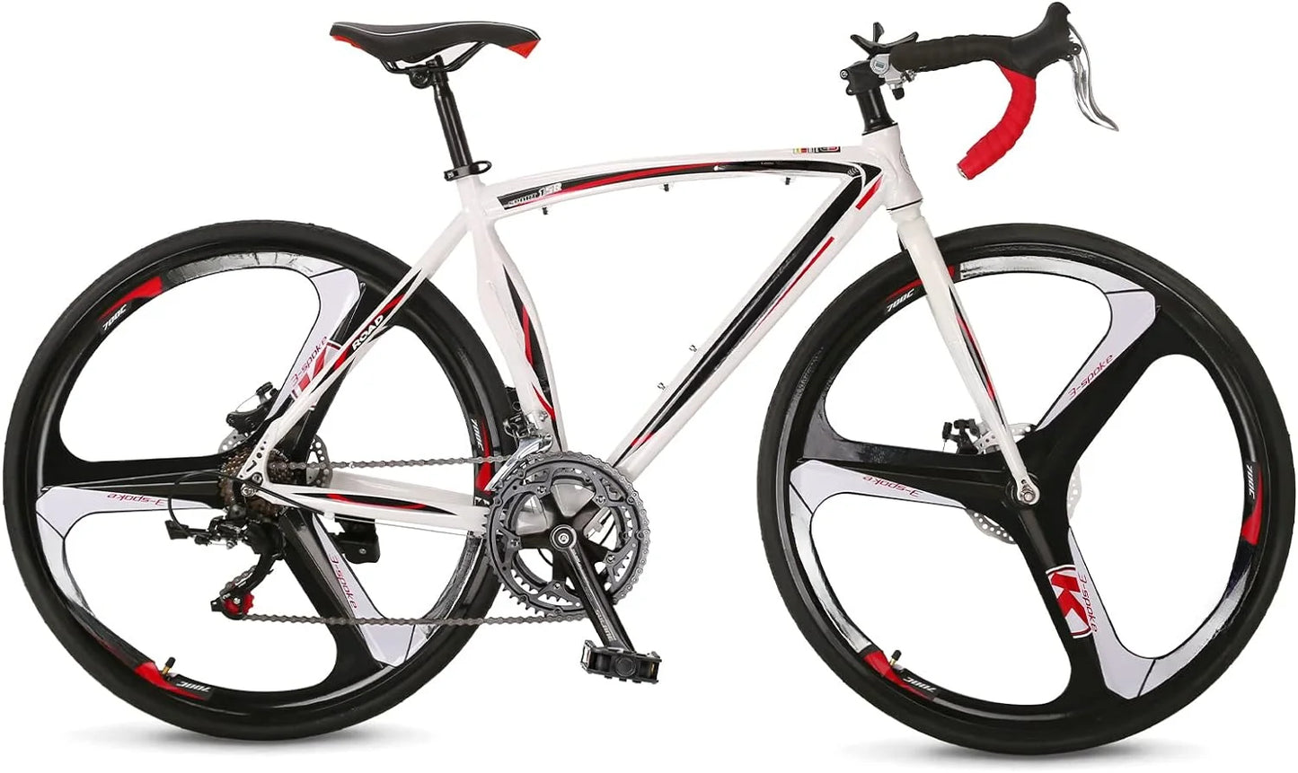 14-21 Speed Road Bike with Light Aluminum Alloy Frame, 700C Wheelwith Dual Disc/V Brakes, Adult Faster Racing Bike