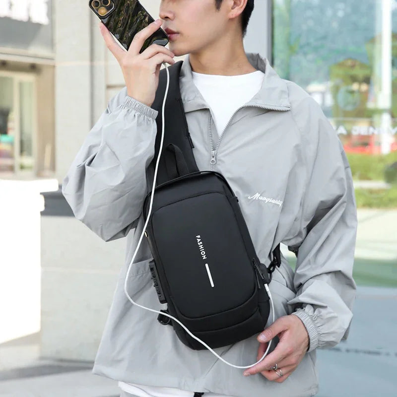 Lawaia Man's Bag with Lock Bag with Combination Locking Crossbody Lockable Bags for Men Smell Proof Casual Accessories