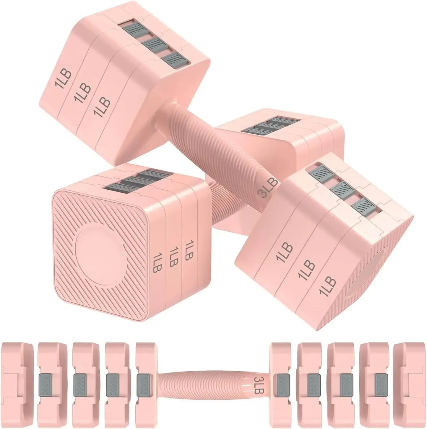 Adjustable Dumbbells Set of 2, Hand Weights Sets with 5 Levels, Adjustable Dumbbells for Women/Men Home Gym Full Body Workout