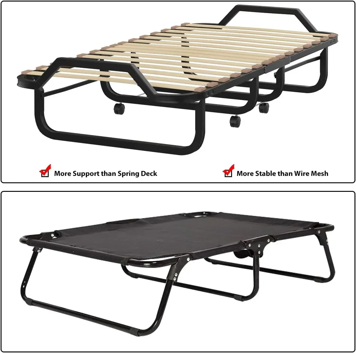 Folding Bed with 4 Inch Mattress for Adults, Portable Guest Bed with Memory Foam Mattress & Sturdy Metal Frame, Cot Size Fold up