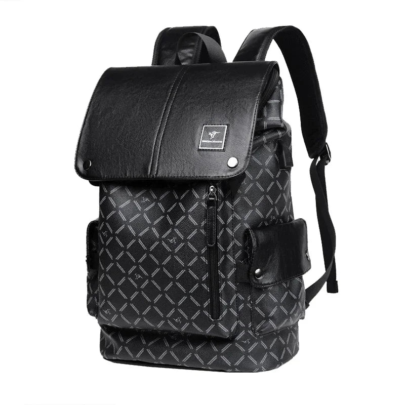 Fashion Backpack for Man PU Leather Notebook Executive Handbag Casual Travel Office Waterproof Business Shoulder Back Pack Bag