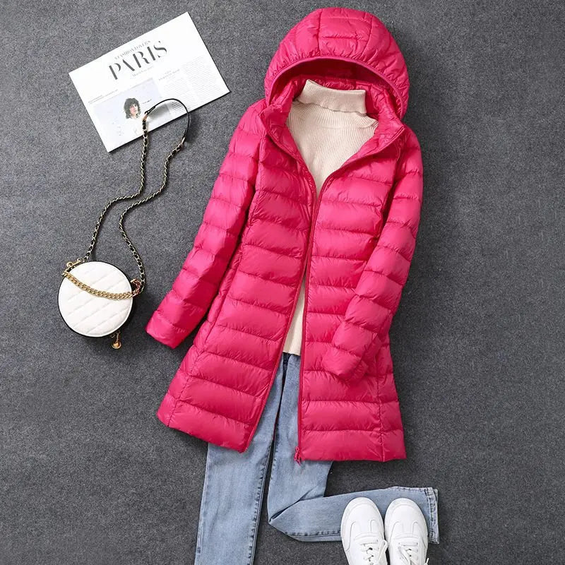 2024 New Arrivals Autumn Winter Women Fashion Puffer Jackets Duck Down Jacket Warm Portable Hooded Coat Female Windbreaker Parka