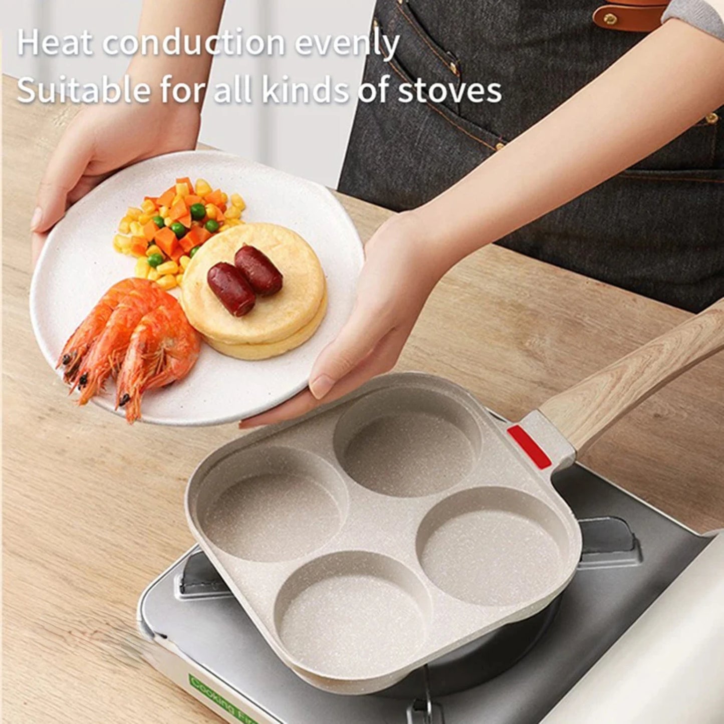 1 Pc Thickened 4 Holes Omelette Pan Non-Stick Egg Grilled Steak Breakfast Making Cooking Eggs Ham Oven tray Air fryer liner