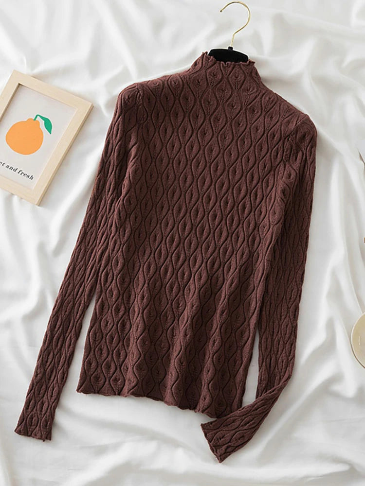 AOSSVIAO 2024 Cashmere Turtleneck Women Sweaters Autumn Winter Warm Pullover Slim Tops Knitted Sweater Jumper Soft Pull Female