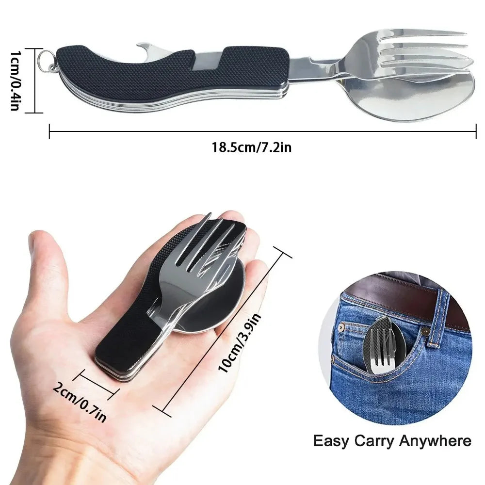 Foldable Tableware Combination Outdoor Portable Camping Set Flatware Kitchen and Home Folding Cutlery Picnic Dining Bar Garden