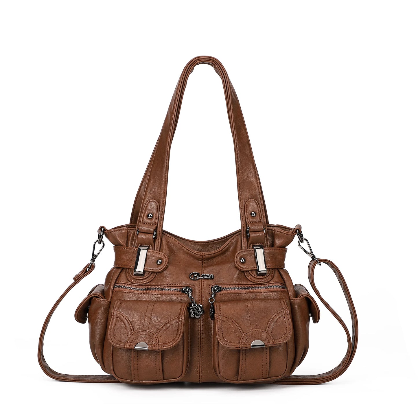 KL928 Purses for Women Small Hobo Shoulder Bags Soft Vegan Leather Handbags Multi Pockets Tote Bag