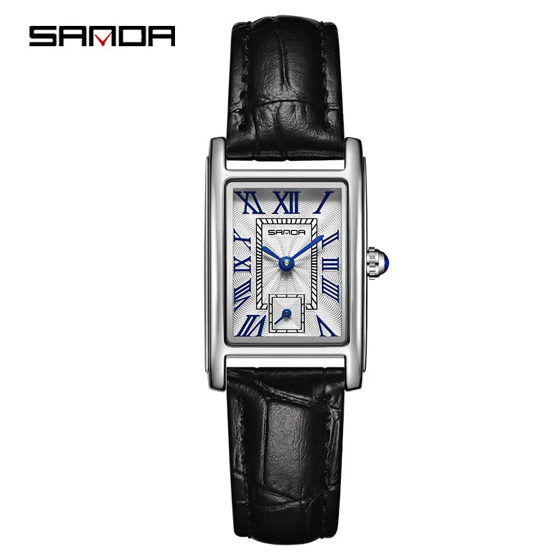 Sanda 1116 New Fashion 2025 Elegant Design Rectangle Dial Water Resistant Quartz Movement Business Women Analog Wrist Watch