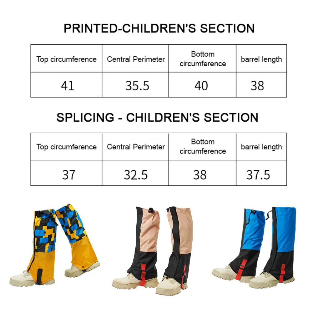 1 Pair Waterproof Outdoor Ski Gaiters For Kids Hiking Snow Cycling Climbing Hunting Legging Gaiters Winter Leg Ankle Warmmers