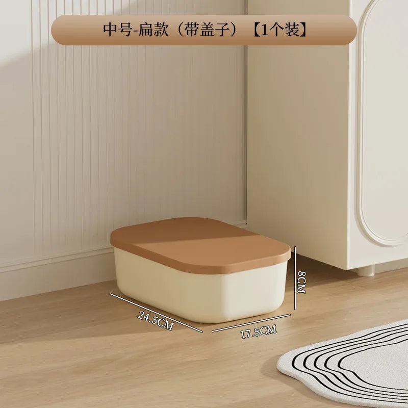 Desktop Storage Box with Lid Ideal for Storing Household Items Clothes and Toys Plastic Snack Storage Box with Lid