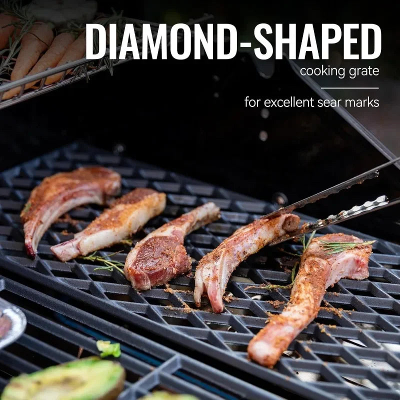 Royal Gourmet GA6402H 6-Burner Propane Gas Grill with Sear Burner and Side Burner, 74,000 BTUs, Cabinet Style Outdoor BBQ Grill