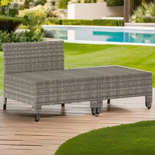 2-Piece Gray Poly Rattan Patio Lounge Set with Cushions - Outdoor Furniture