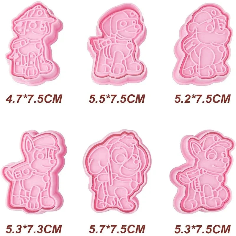 6pcs Paw Patrol 3D Cookie Mold Biscuit Mold Bakeware Press Baking Mold Cake Chocolate Mold Kids Birthday Party Gift