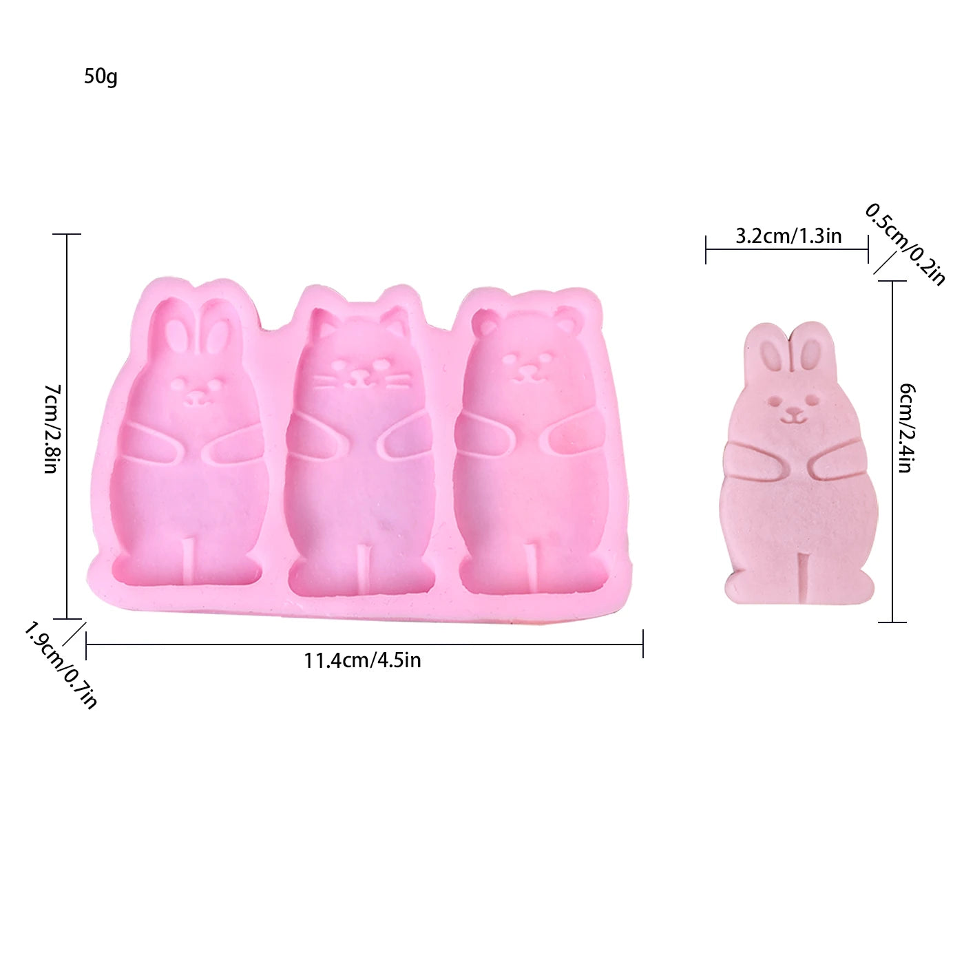1pc Cartoon Triple Link Rabbit Bear DIY Handmade, Kitchen Baking Cake Chocolate Biscuit Making Silicone Mold