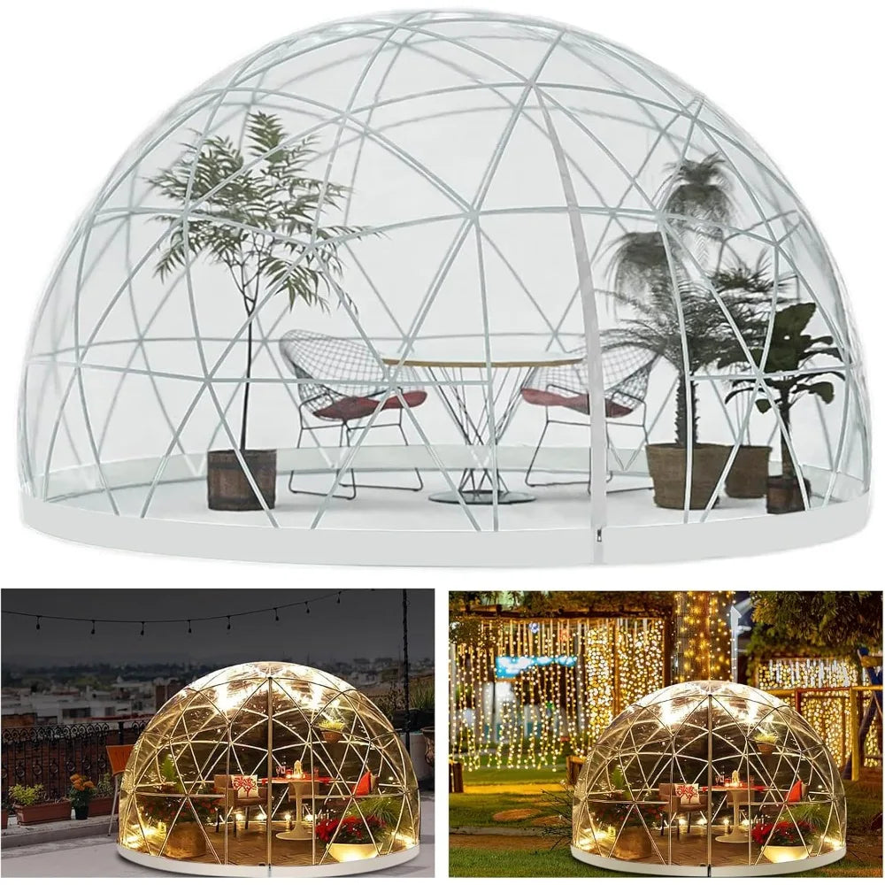12 x 7.2 FT Garden Dome Igloo Tent, Outdoor Igloo Dome Greenhouse with PVC Transparent Cover, Geodesic Waterproof Garden Bubble