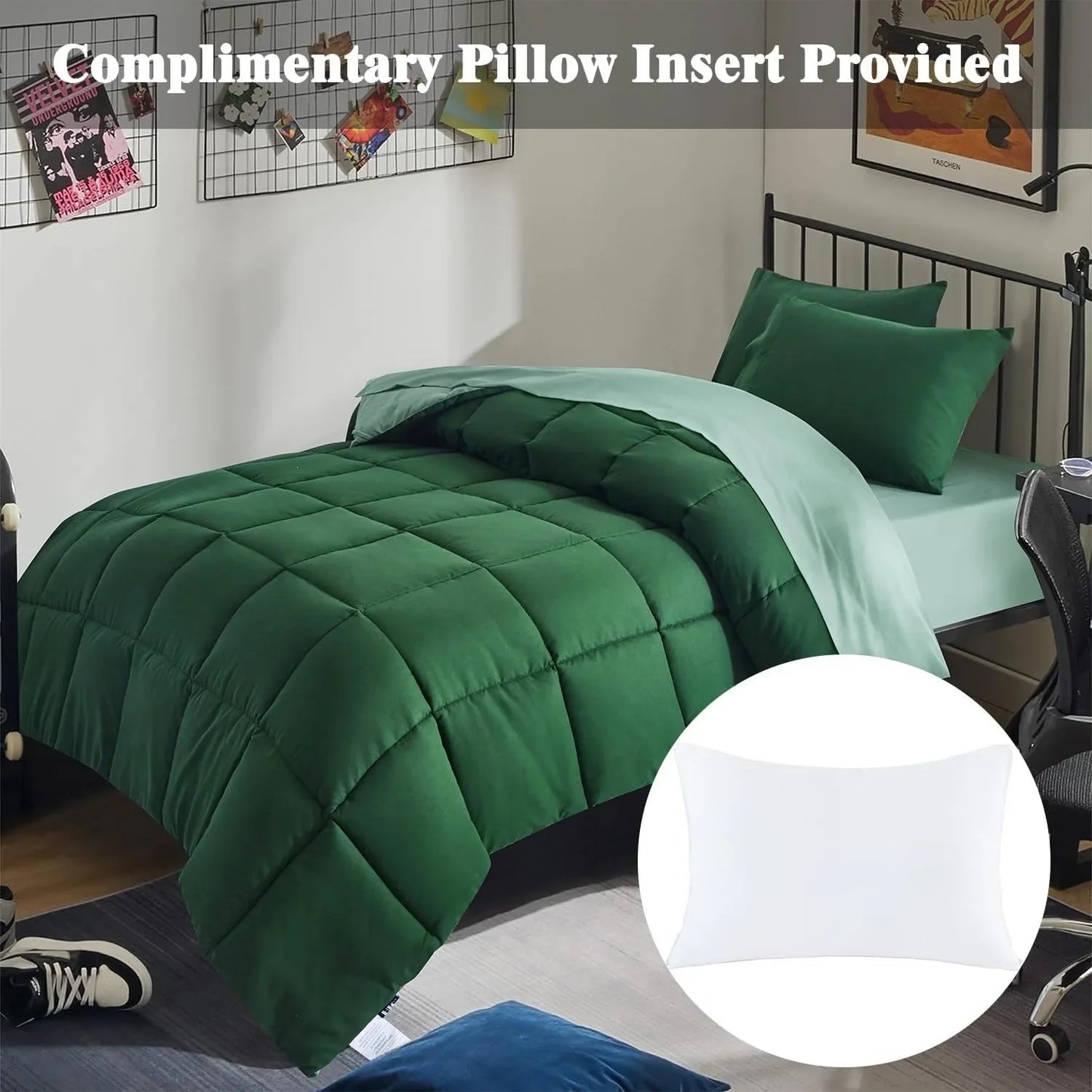 6 Piece Twin/Twin XL Size Back to School Comforter Set - Box-Stitched College Dorm Quilting Bedding Set