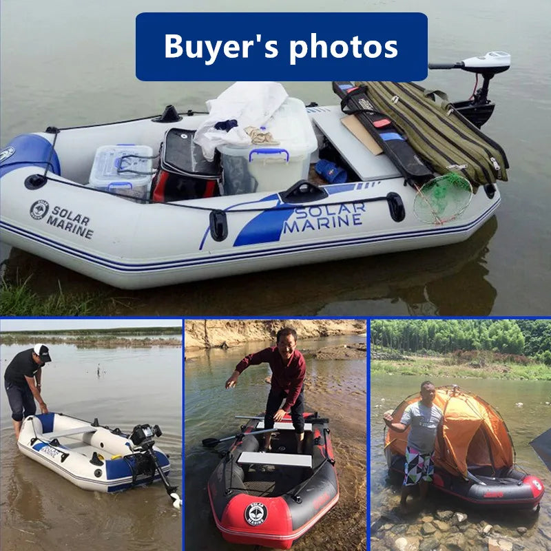 Inflatable Fishing Boat Rowing Kayak Canoe, Hovercraft Dinghy Air Mat, Outdoor Water Sport, 230cm, 3 Person