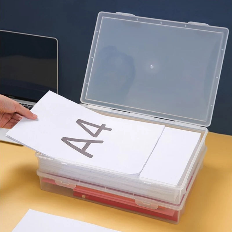 Plastic File Storage Box Organization Transparent Square Storage Box A4 Organization Box Desktop Dust-proof Storage Box