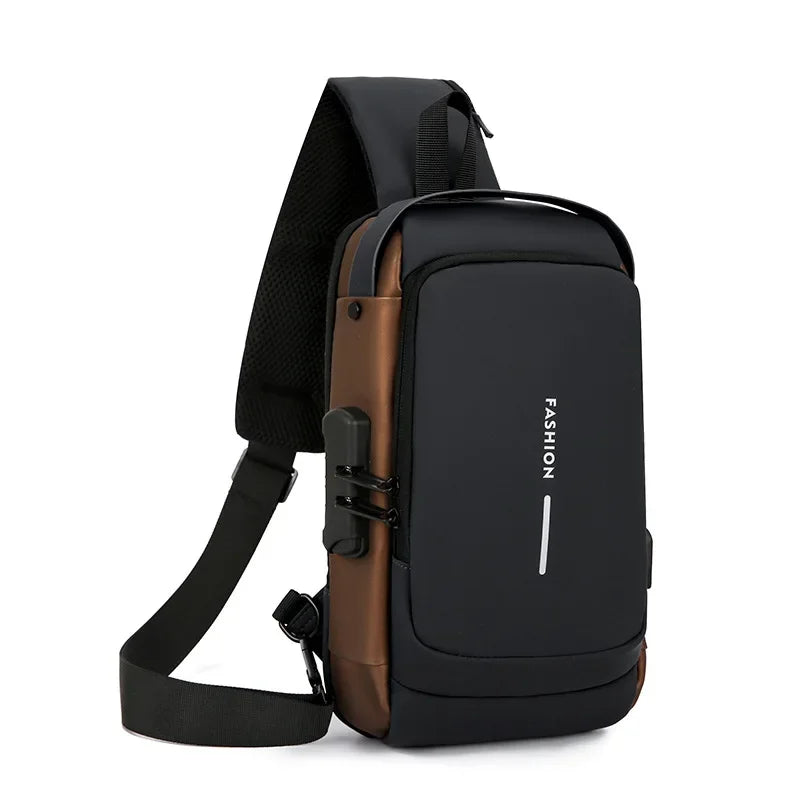 Lawaia Man's Bag with Lock Bag with Combination Locking Crossbody Lockable Bags for Men Smell Proof Casual Accessories
