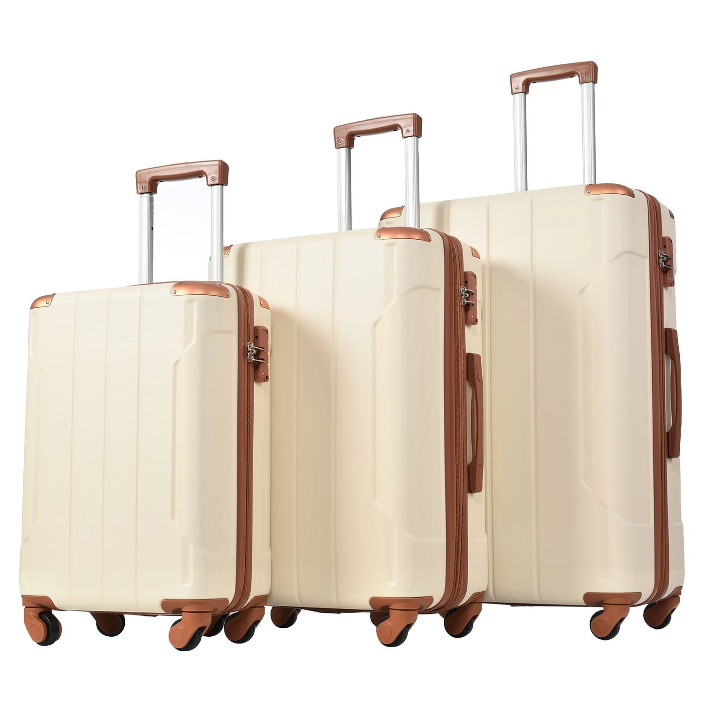 3 PCS ABS Rolling Luggage with Spinner Wheels 24'' 28'' Expandable Travel Suitcase TSA Approved Lock 3-level Telescopic Handle