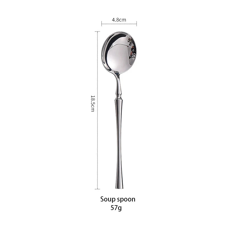 AJOYOUS Cutlery Set Stainless Steel Mirror Flatware Luxury Silverware Set Dessert Fork Tea Spoon Knife Dinnerware Kitchen