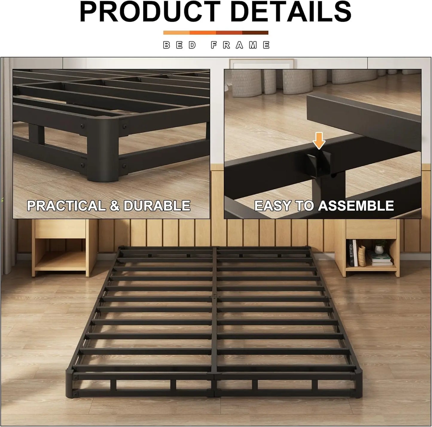 new 5 Inch Box Spring Queen Size Bed Base, 3000 lbs Heavy Duty Metal Mattress Foundation with Fabric Cover, Easy Assembly