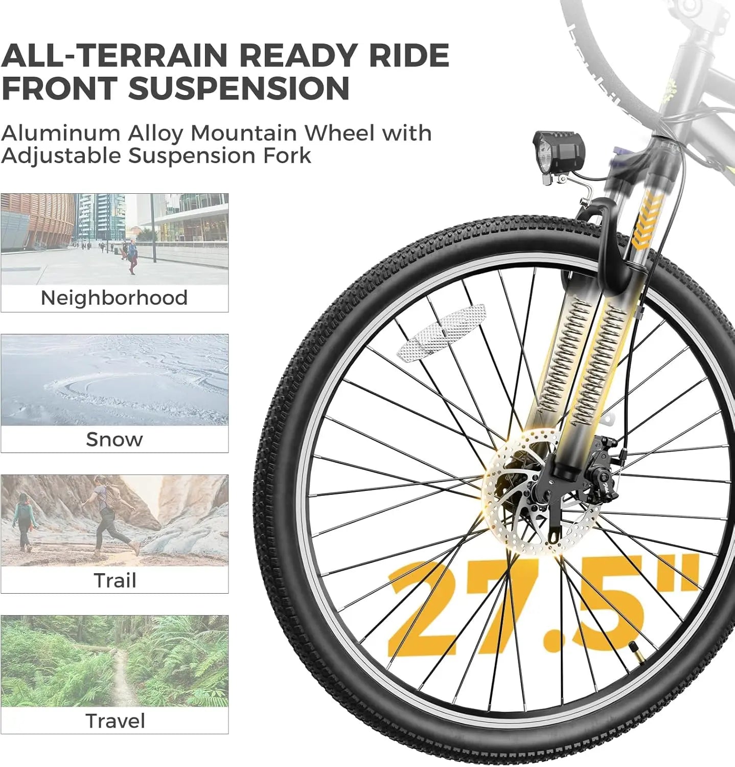 Electric Bike for Adults with 750W Peak Motor, 28mph Max Speed, 600WH Removable Battery Ebike, 27.5" Electric Mountain Bike