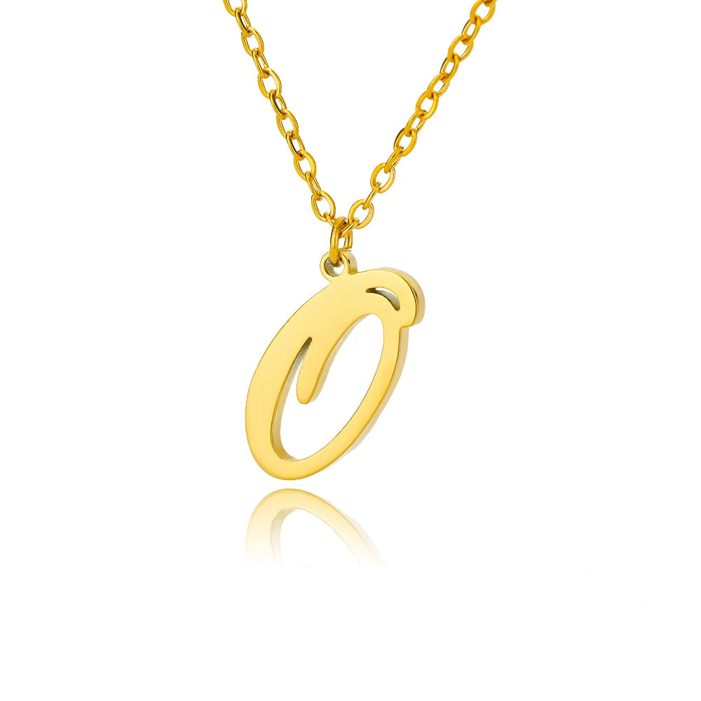 Gold Color Alphabet Letter Pendants Necklace For Women Stainless Steel Initial Letter Jewelry Initial Chain Choker Collares Femm